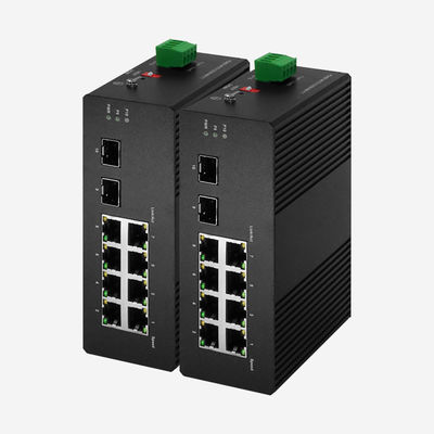 Ports PoE 8 Gigabit RJ45 et 2 alimentation en courant continu SFP et commutateur intelligent industriel à -40 °C ~ 85 °C pour une application